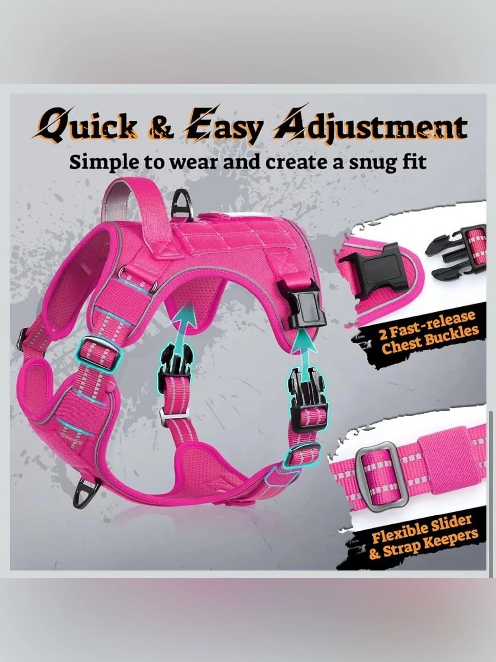 Tactical Dog Harness For Large Dogs, No Pull Service Pet Vest With Molle XL